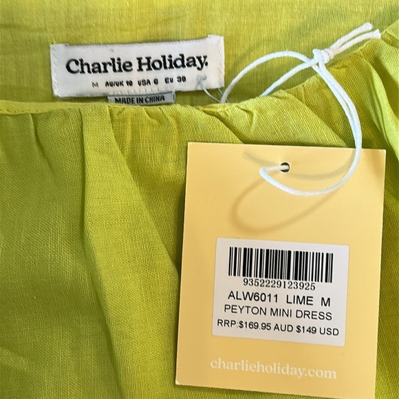 NWT CHARLIE HOLIDAY WOMENS LIME PEYTON MINI DRESS SIZE M - Picture 3 of 11
